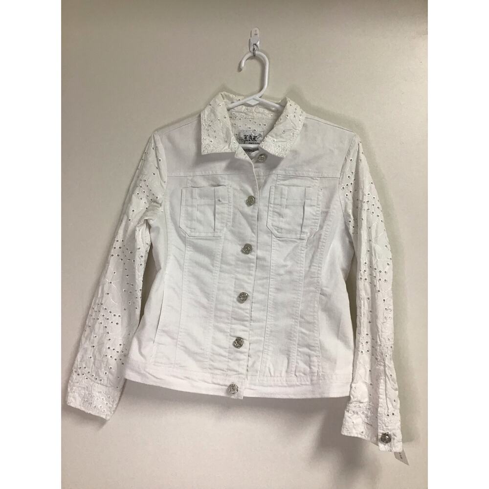 LAL Live a Little White Button Up Jacket Women's Size Small